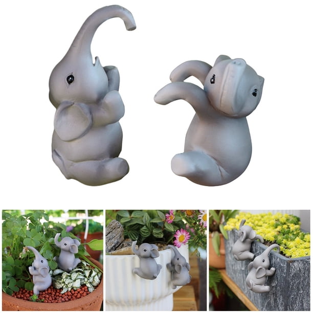 Bonita estatua de elefante, figura decorativa de resina, maceta colgante con forma de elefante, decoración simulada, animales decorativos, escultura de jardín para bonsái
