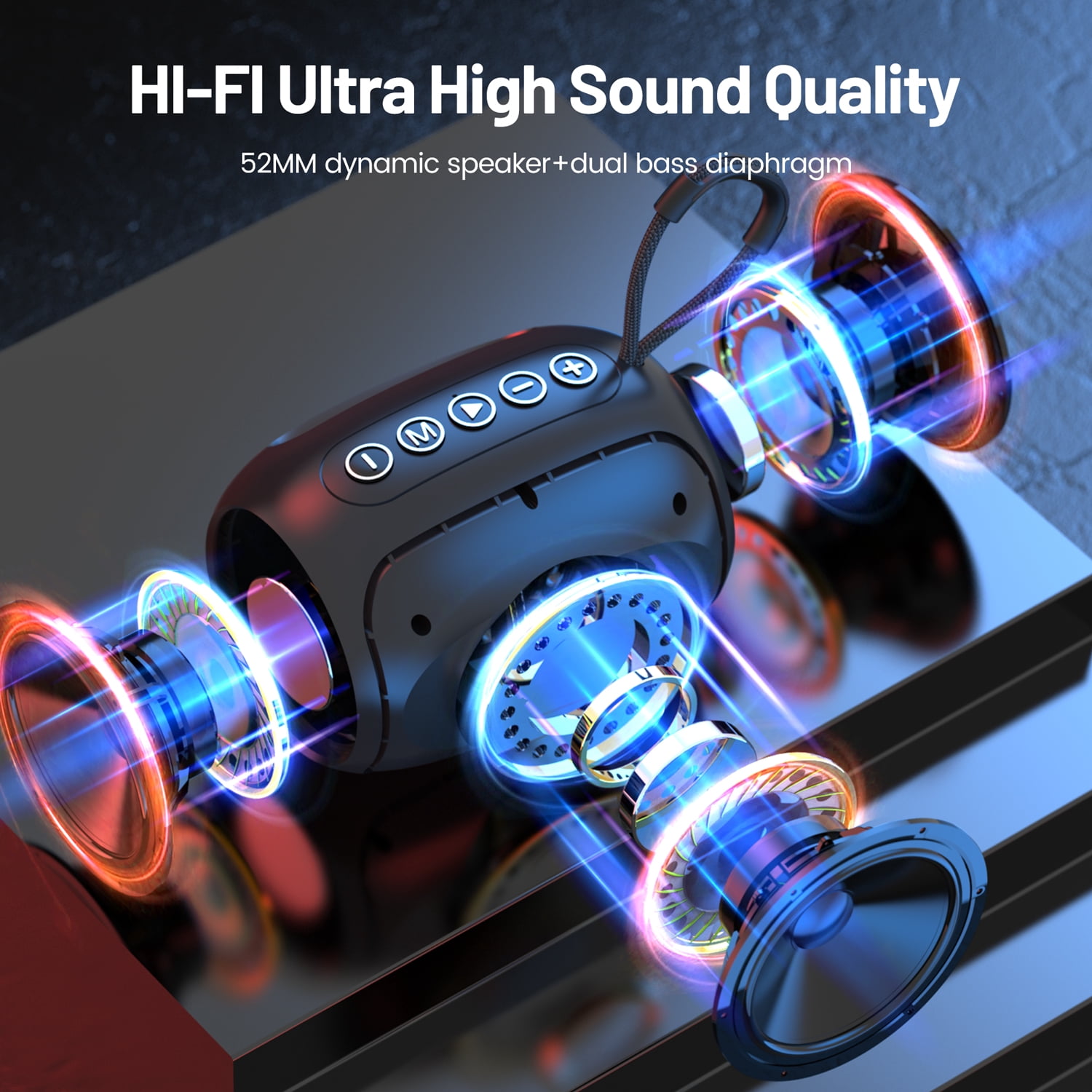 JIUMESS Small Bluetooth Speaker with Light, Mini Wireless Portable Speaker