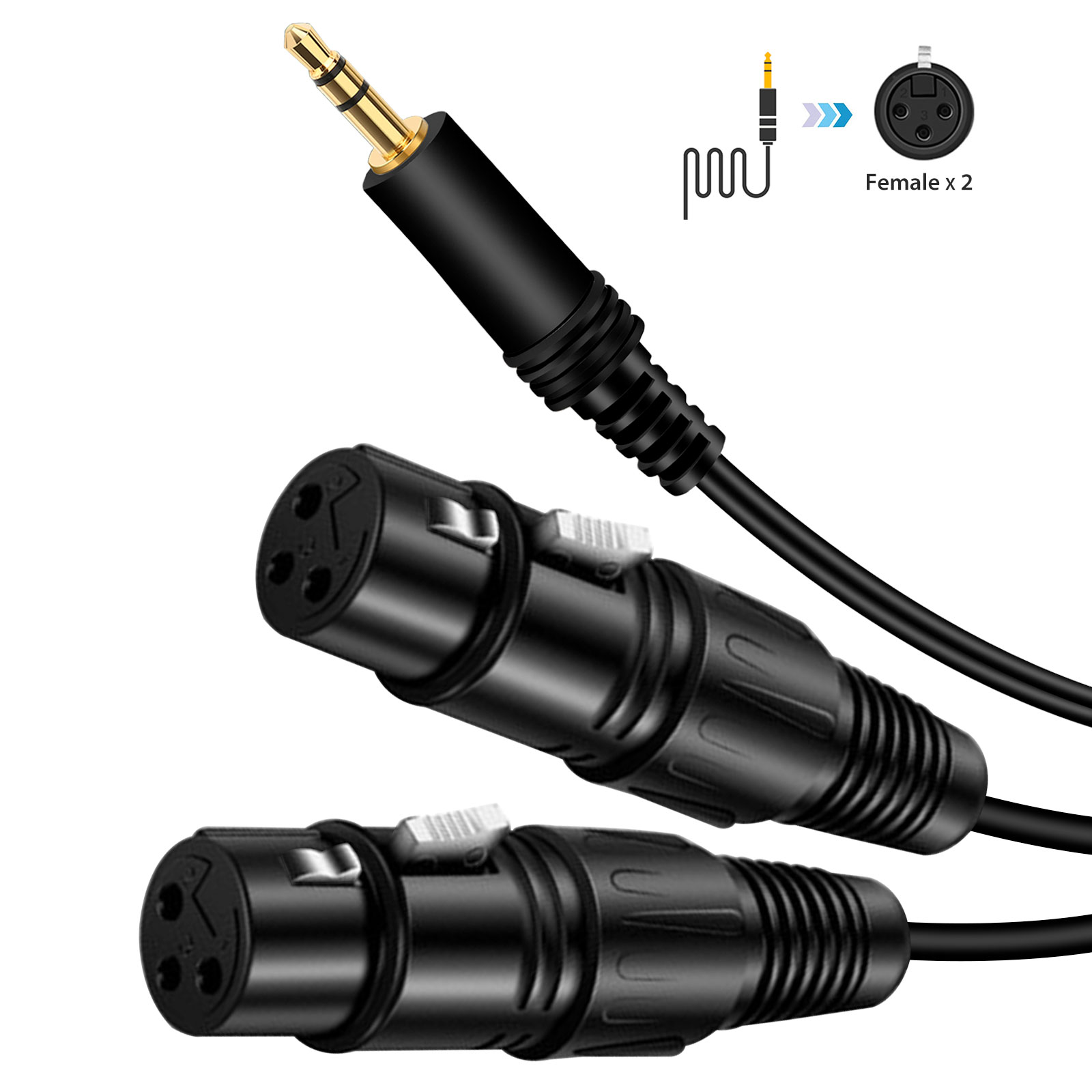 1 8 Inch 3 5mm Trs Stereo To Dual Xlr Female Male Y