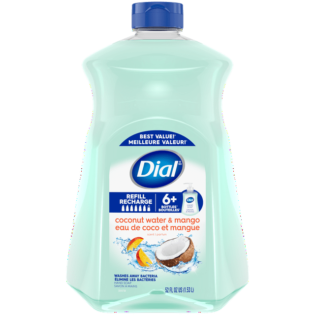Dial Antibacterial Liquid Hand Soap, Coconut Water & Mango, 1.53 L