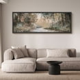 thumbnail image 2 of Large Framed Canvas Print Foggy Pine Trees with Warm Earth Tones, Cozy Wall Art Decorative Ready to Hang Painting for Living room Bedroom - 60"x20" Black Frame, 2 of 9