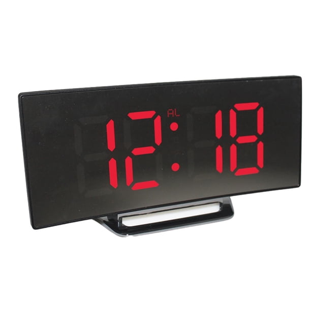 Bearachild Reloj despertador digital con pantalla LED y espejo para niños, pantalla LED con espejo curvo único Electrodomésticos