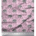 thumbnail image 1 of Soimoi Pink Modal Satin Fabric Leaves & Artistic Elephant Animal Printed Craft Fabric by the Yard 42 Inch Wide, 1 of 1