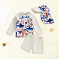 thumbnail image 2 of TOWED22 Toddler Baby Boys Two Piece Swimsuit and Hat Cute Shark Swimwear Bathing Suit Rash Guards Infant Beach Swimwear(White,18-24 M), 2 of 4
