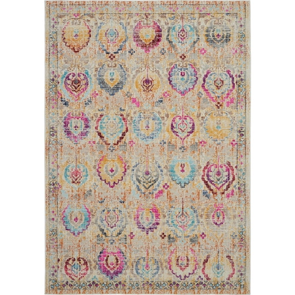 Nourison Vintage Kashan VKA04 Beige/Light Blue/Pink Indoor Area Rug - 5'3 x 7'10
