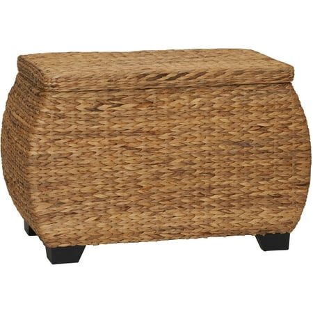 Household Essentials Large Curved Wicker Storage Chest With Liner Water Hyacinth Household Essentials Large Curved Wicker Storage Chest With Liner Water Hyacinth