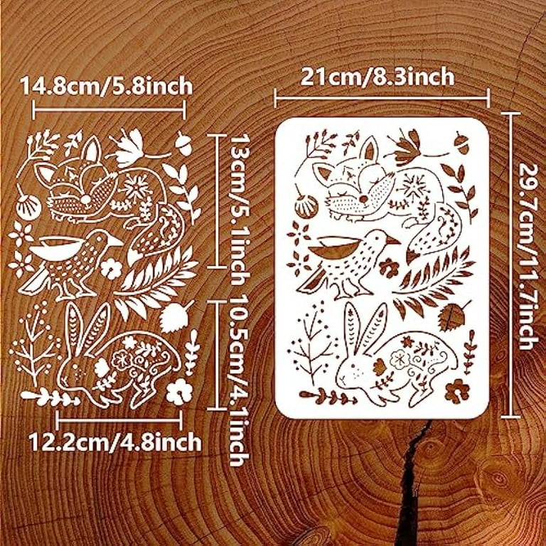 4pcs Large Floral * Painting Stencil Set Reusable Spring Flower * Plant Stencil For Craft Wall Canvas Wooden Fabric Paper DIY Furniture Painting