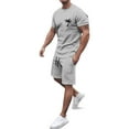 thumbnail image 2 of LEKDFST Men's 2 Piece Short Sets Graphic Print Short Sleeve T Shirts and Drawstring Shorts Clothing Set Light Gray L4, 2 of 5