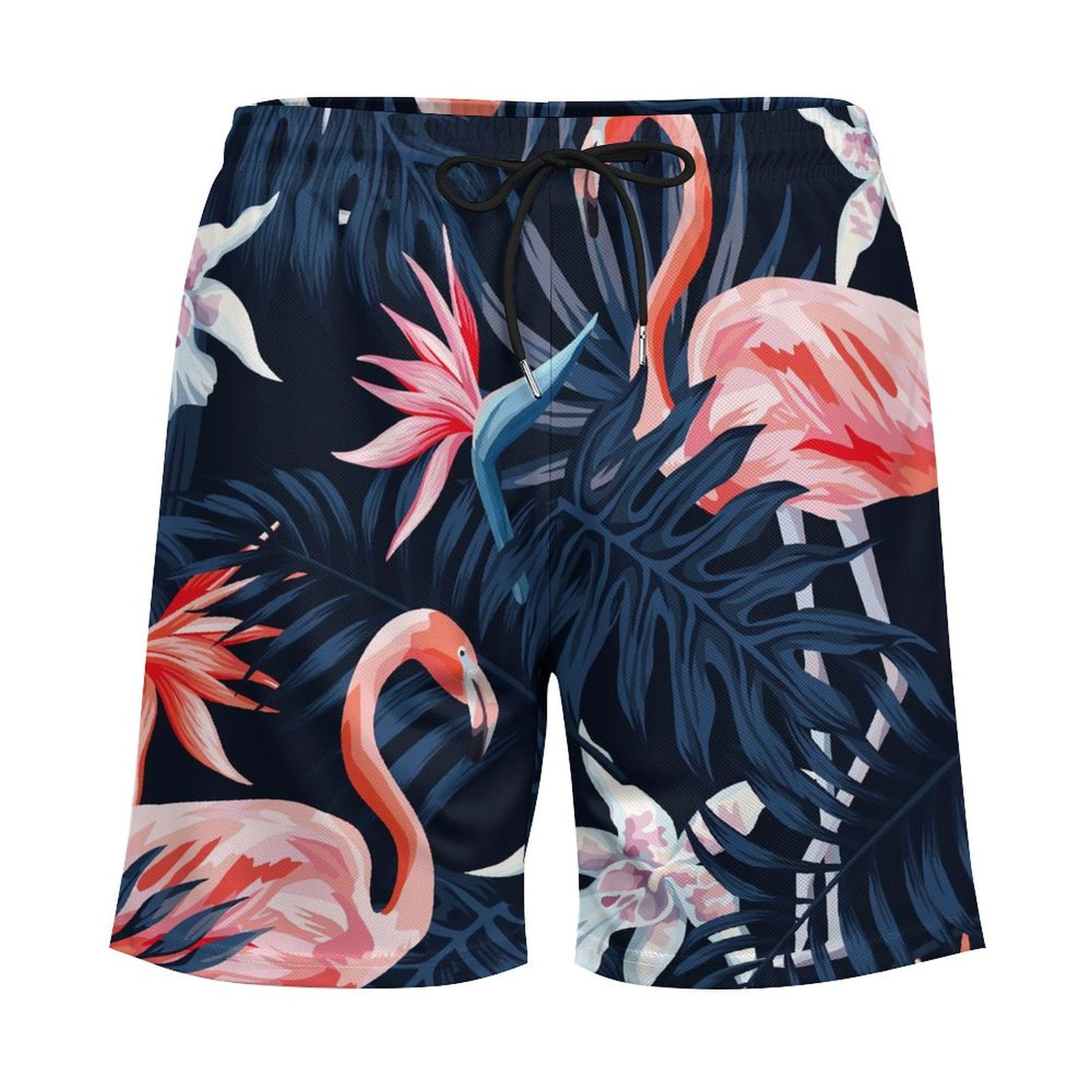 LAKIMCT Maillot de Bain pour Homme avec Doublure de Compression Tropical Flamant Rose Short de Plage Short de Planche a Sechage Rapide avec Poches