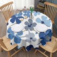 thumbnail image 3 of Blue Pioneer Flower Round Tablecloth 60" X 60",Wrinkle Wipeable Table Cloth for Kitchen Dining Room Picnic Patio Party, 3 of 6