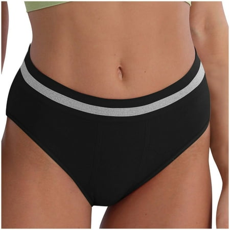 Bigersell Cotton Underwear Clearance Womens High Waisted Underwear Period Panty Style P-1427 Spandex Shaping Panties Ladies Underwear Thong Briefs High Waist Women s Panties Black XL