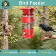 thumbnail image 3 of YLTIMER Squirrel Proof Bird Feeder, 3.5lb Metal BirdFeeders for Outdoors Hanging with Detachable Roof,  Gravity Protection Wild Birds Seed Feeders for Cardinal Blue Jay Outside Red, 3 of 14