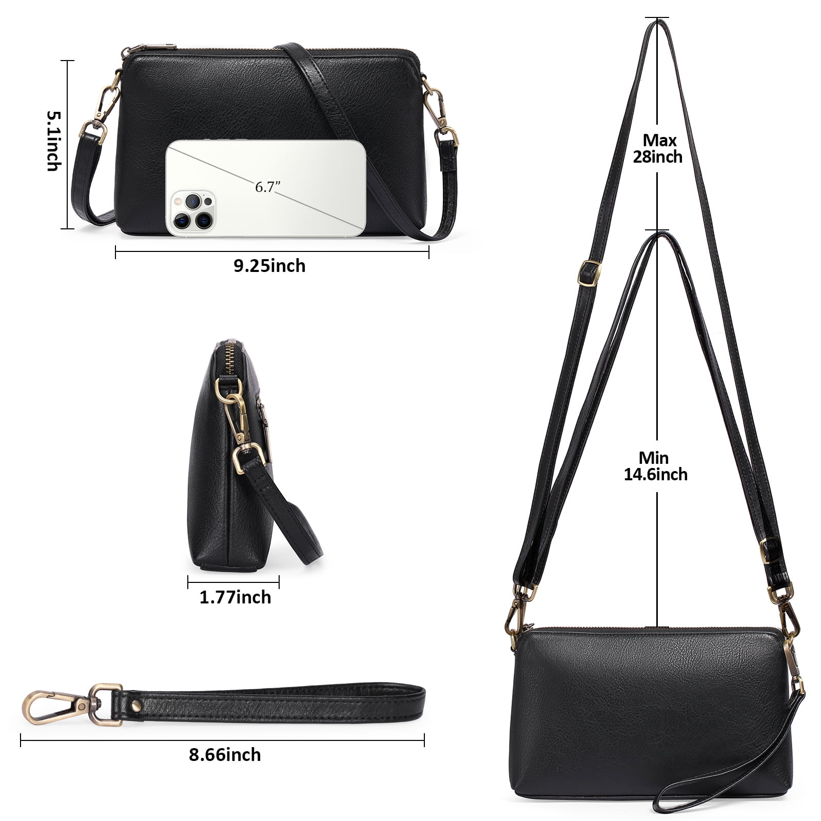 GAEKEAO Crossbody Bags for Women RFID Blocking Leather Shoulder Purse with Adjustable Strap & Top Zipper