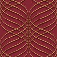 thumbnail image 1 of Abstract Gold, Red Trellis Wallpaper Roll, 1 of 2