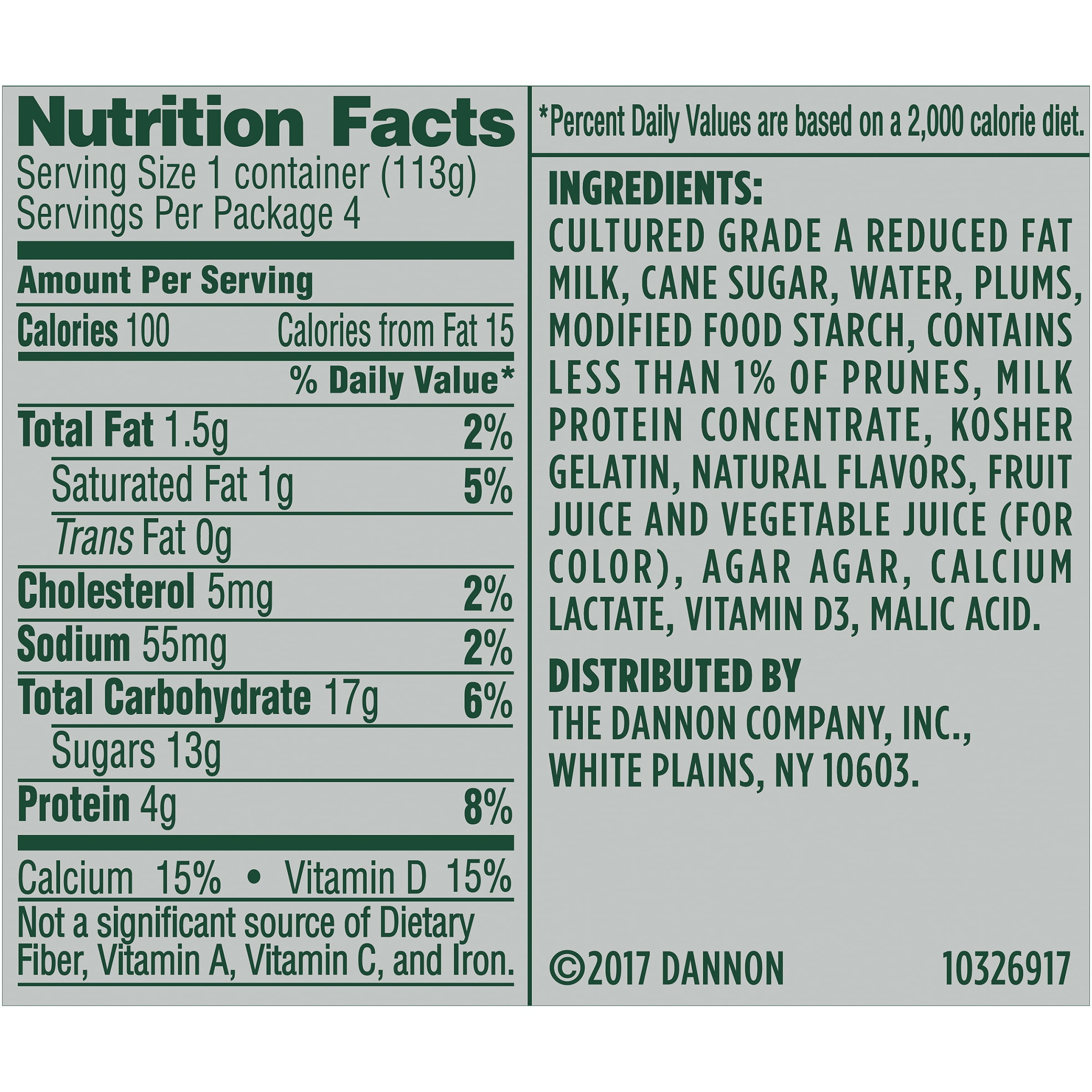 Activia Fusion Prune Yogurt Calories