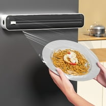 KMMYS Magnetic Wall-mounted Cling Film Cutter with Two-way Sliding Knife, Household Baking Tinfoil and Parchment Dispenser Organizer Shelf, Safe ABS Material for Easy and Neat Cuts