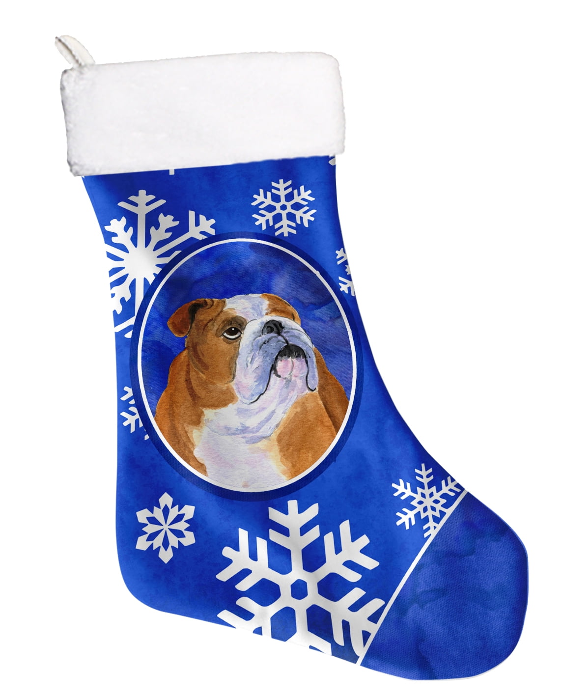 11 x 18 Carolines Treasures SS4629-CS Bulldog English Winter Snowflakes Christmas Stocking Multicolor
