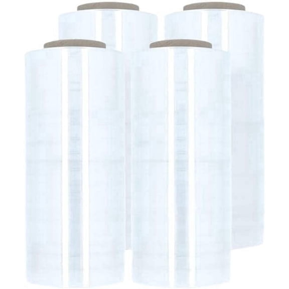 MMBM Blown Hand Stretch Wrap 15" x 1500' 1 Roll 90 Gauge Clear Self Adhering Film for Wrapping and Packing