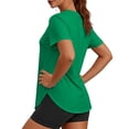 thumbnail image 6 of Womens Casual Daily T-Shirt Round Neck Loose Fit Comfort Top Green,L, 6 of 8