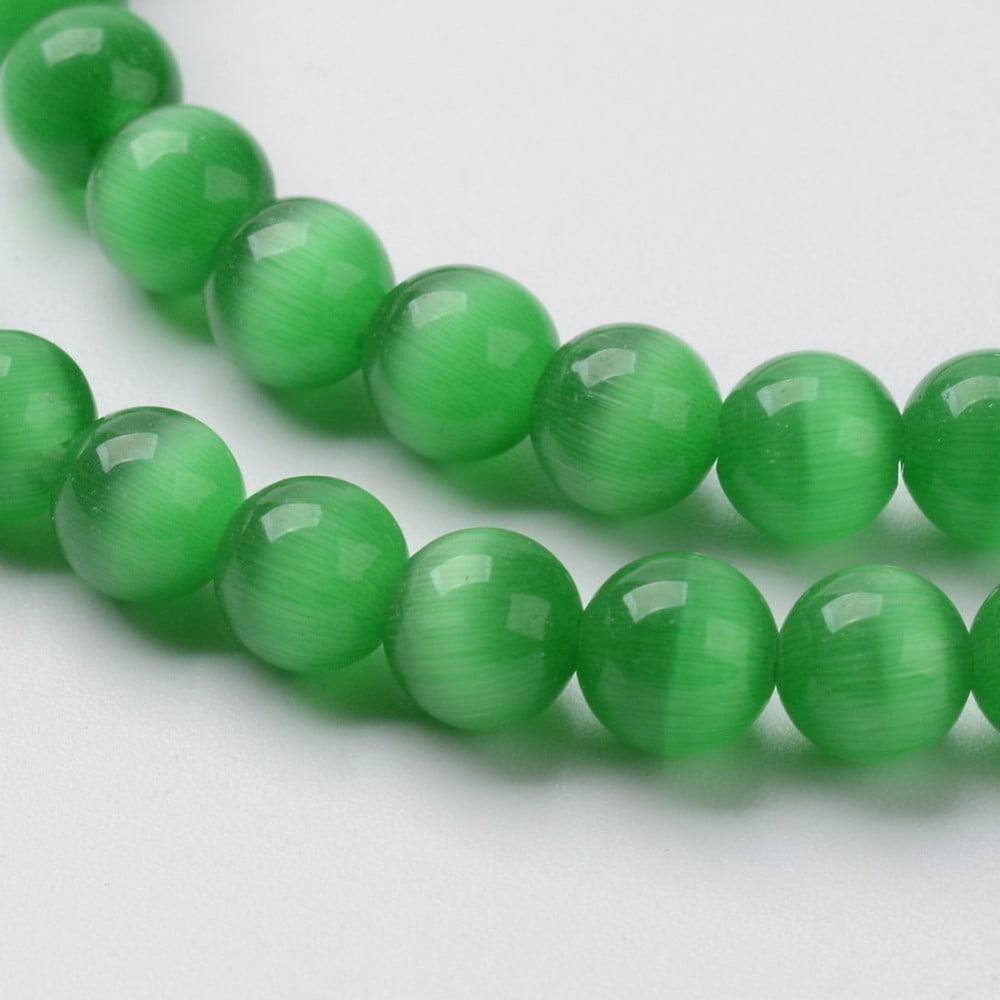 10Strand Cat Eye Beads Round Green 6mm Hole: 1mm about 66pcs/strand 14.5 inch/strand