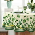 thumbnail image 2 of St Patricks Day Tablecloth, Green Oval Tablecloth 54x72 Inch, Polyester Waterproof Tablecloth, Shamrock Gold Coins St. Patrick''s Day Holiday Kitchen Table Decoration for Dinner, Party, 2 of 6