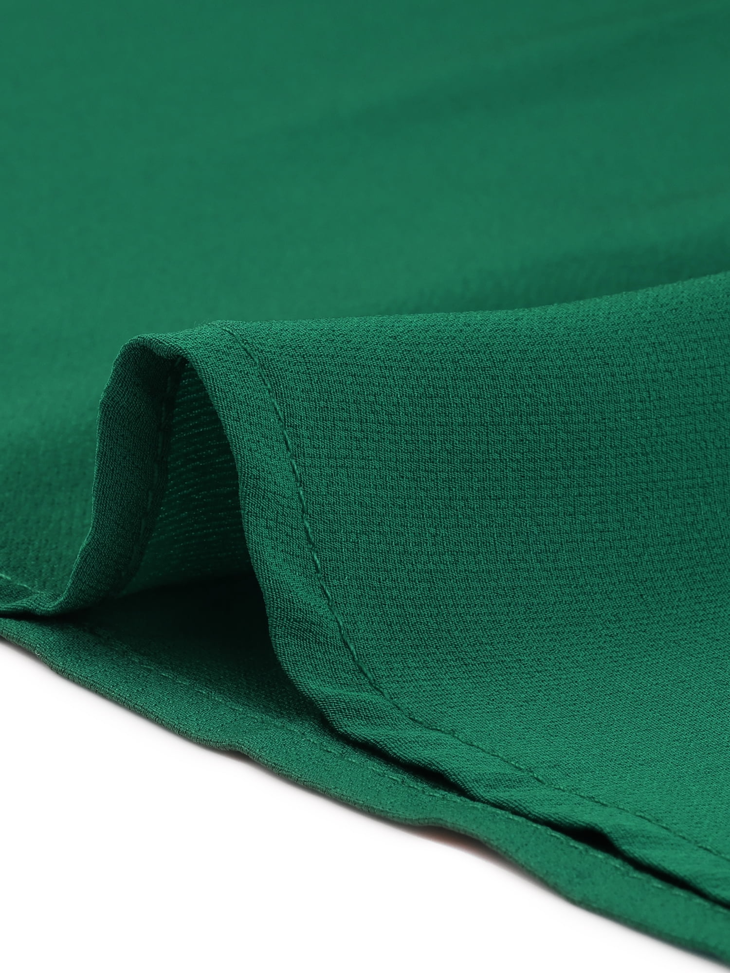 DARING DIVA Women's Plus Office Pleated Short Puff Sleeves Mock Neck Top 2X Green