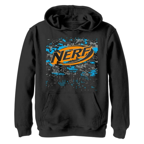 Boy's Nerf Blue Pixel Logo  Pull Over Hoodie