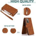 thumbnail image 4 of REQO Compatible with Samsung Galaxy A52/A52S 5G Wallet Case Tempered Glass Screen Protector Zipper Leather Flip Cover Card Holder Stand Cell Accessories for A 52 S 4G G5 52A S52 52S Women Men Brown, 4 of 7