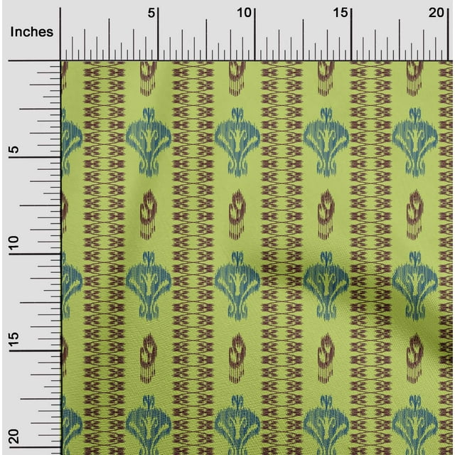 oneOone Tissu Polyester Lycra Imprimé Tourbillon & Paisley Ikat au Mètre 56 Pouces de Large