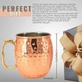 thumbnail image 2 of Kitchen Science Moscow Mule Mugs, Stainless Steel Lined Copper Moscow Mule Cups Set of 6 (18oz) w/ 6 Straws, 1 Jigger, 1 Spoon & 1 Brush | New Thumb Rest & Tarnish-Resistant Stainless Steel, 2 of 2