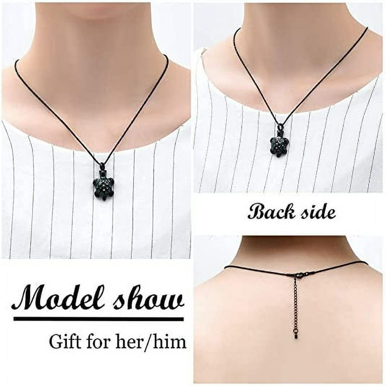 Hearbeingt Crystal Turtle Urn Necklace, Stainless Steel Cremation