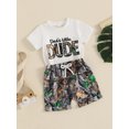 thumbnail image 4 of BemeyourBBs Toddler Baby Boys Hunting Clothes Daddy's Little Dude Outfit Short Sleeve Letters Print T-shirt with Leaves Print Shorts Toddler Boys Summer Outfit, 4 of 8