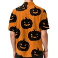 thumbnail image 6 of WTOBBY Men's Casual Short Sleeve Shirt Halloween Pumpkin Print Loose Fit Crew Neck Cotton Blend Daily Wear Breathable Party Graphic Tee Holiday Theme,Orange XL, 6 of 6