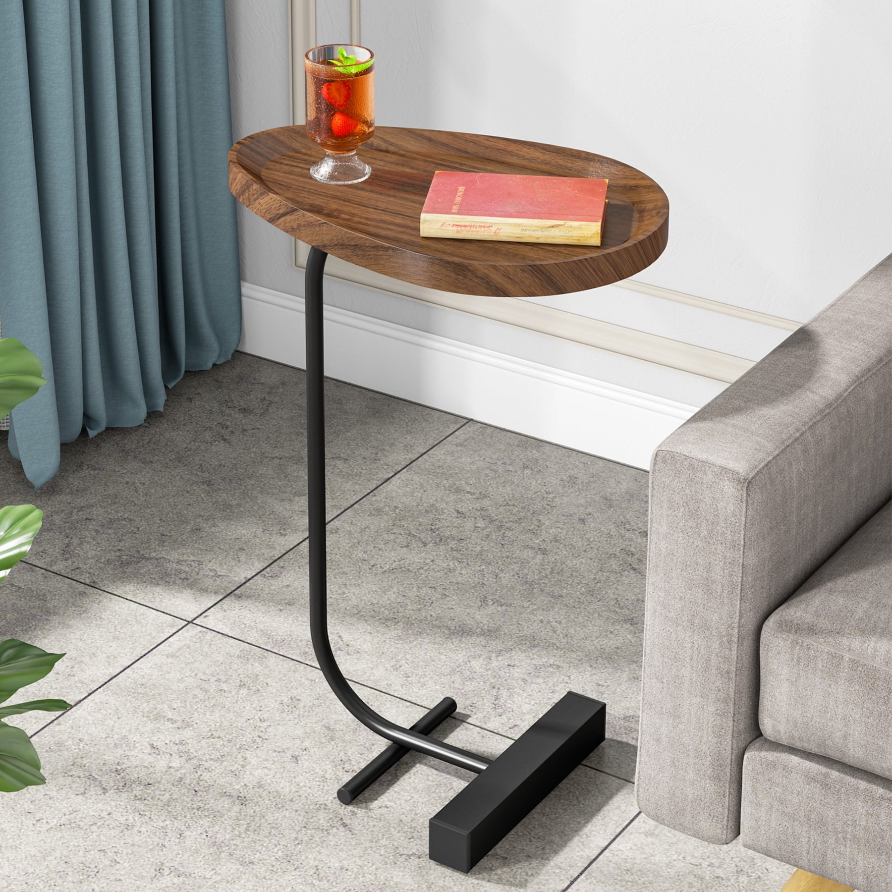 Tribesigns C Side Table, Minimalist Narrow End Table for Sofa Couch, Small CShaped Table