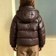 thumbnail image 2 of Jalioing Toddler Kids Winter Puffer Jacket Solid Color Long Sleeve Zipper Up Hooded Coat Thermal Puffy Jacket 1-10 Years, 2 of 6