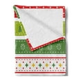 thumbnail image 2 of Christmas Soft Flannel Fleece Throw Blanket, Traditional Winter Seasonal Borders Stars Bells Trees Stripes Print, Cozy Plush for Indoor and Outdoor Use, 70" x 90", Lime Green Yellow Red, by Ambesonne, 2 of 5