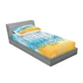 thumbnail image 2 of Ambesonne Beach Fitted Sheet & Pillow Sham Set, Abstract Sunny Seashore, Twin, Pale Blue and Marigold, 2 of 2
