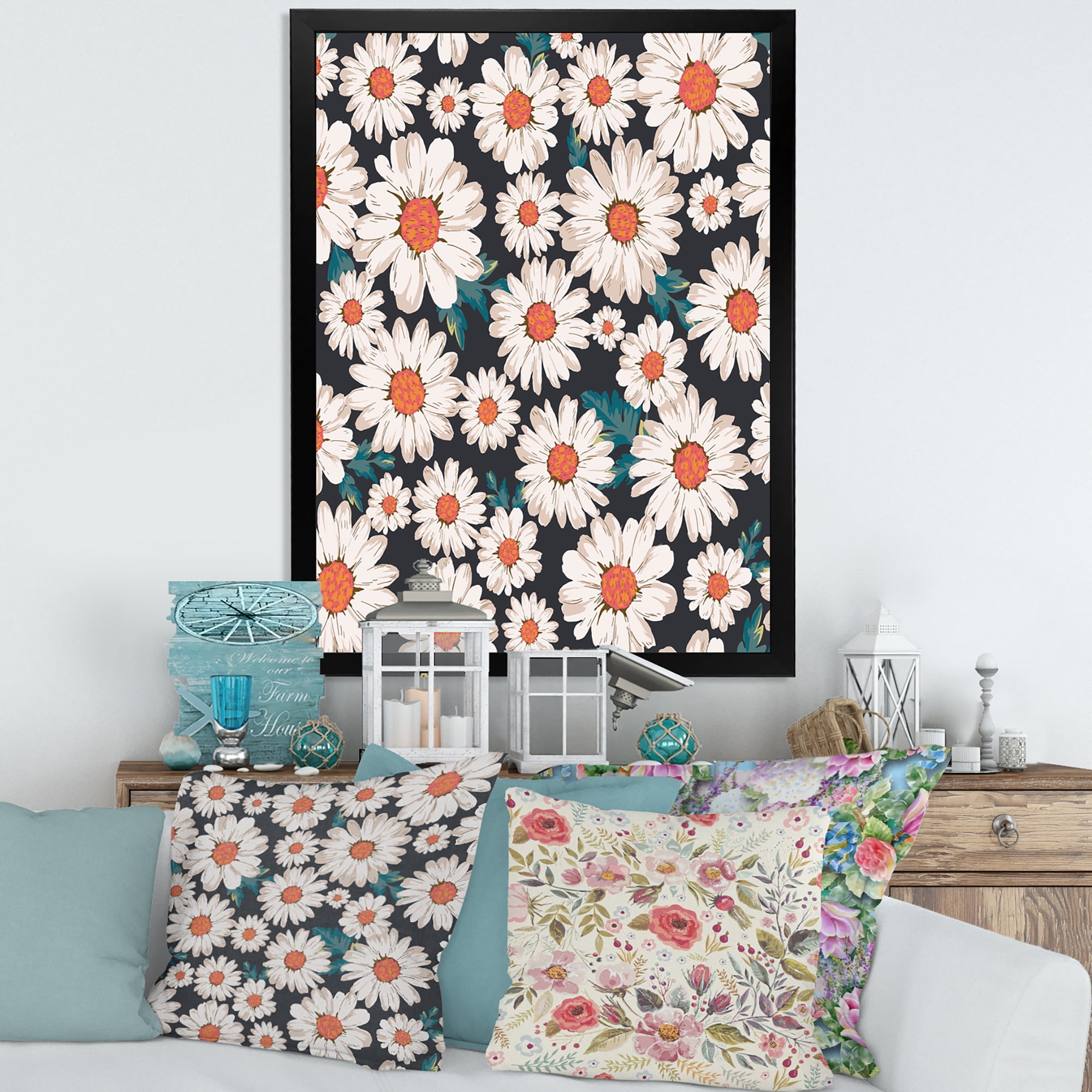 Designart 'Prolific of White Daisy Flowers' Traditional Framed Art Print