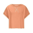 thumbnail image 4 of FAHXNVB Women Short Sleeve Workout Shirts Open Back Oversized T Shirts Casual Yoga Y2k Athletic Gym Slouchy Crop Running Tees,M,Orange, 4 of 6