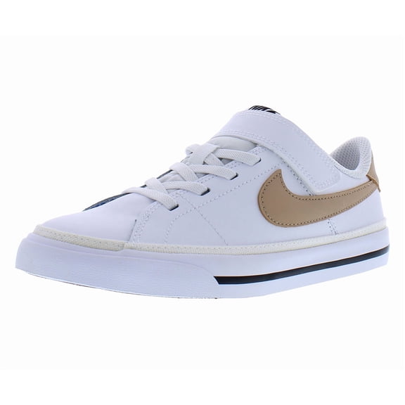 Nike Court Legacy Leather PS Girls Shoes Size 3, Color: White/Hemp/Black