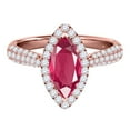 thumbnail image 2 of Mauli Jewels Rings for Women 0.80 Carat Elegant Look Diamond And Marquise Shape Created Created Ruby Ring 4-prong 10k Rose Gold, 2 of 7
