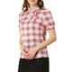 thumbnail image 4 of Blusa de Cuello con Corbata de Cuadros INSPIRE CHIC para Mujeres, Retro, de Manga Corta con Volantes, Color Rojo S, 4 of 7