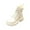 Beige 1, variant on Wensltd Motorcycle Boots for Women Block Heel Solid Color Comfort Biker Shoes Ankle Boots