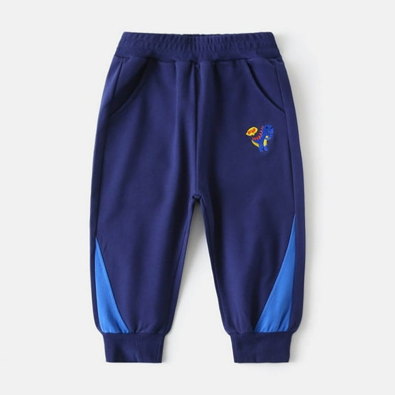 Sweatpants Kids Navy Sweatpants Boys Casual Boy Athletic Pants Dinosaur Embroidery Sweatpants with Pockets Kids Pants Boys 5-6 Years