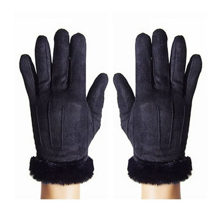 AkoaDa Women Winter Suede Gloves Fur Lining Warm Thermal Driving Touch Screen