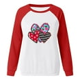 thumbnail image 4 of Luxalzxs Womens Love Heart Print Sweatshirt Casual Raglan Long Sleeve Crewneck Valentine's Day Graphic Colorblock Pullover Tops, 4 of 5