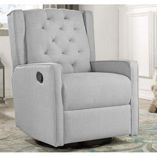 Lennox Furniture Swivel Glider Recliner Chair in Light Grey Fabrics