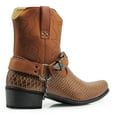 thumbnail image 3 of Alberto Fellini Men's Crocodile Prints Western Cowboy Boots with Side Zipper, Belt Buckle and Metal Chain (10.5, Brown), 3 of 8