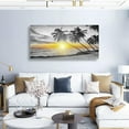 thumbnail image 4 of HFDF Beach Wall Art Bedroom Wall Decor Living Room,Ocean Canvas Wall Art Office Farmhouse Paintings Artwork Modern Golden Sunshine Black and White Sea Wall Art Prints Pictures 20x16inch Framed, 4 of 6