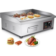 Electric Countertop Flat Top Griddle 3000W 22In Non-Stick Food grade Stainless Steel Commercial Kitchen with Adjustable Temperature Control 122-572℉